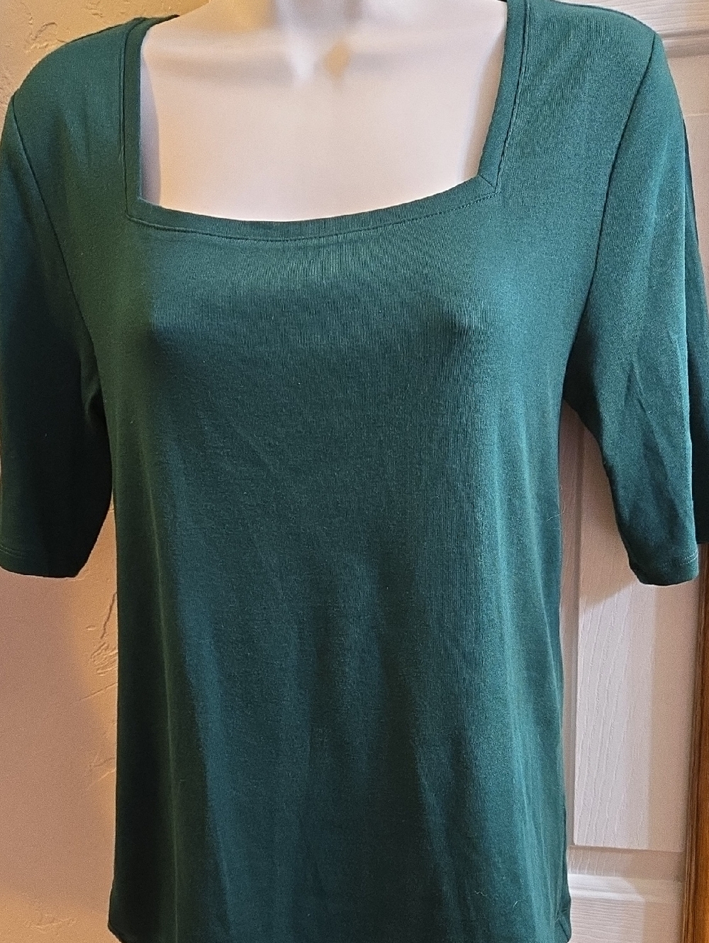 Amazon Essentials Teal Green Square Neck Short Sleeve Top - Women